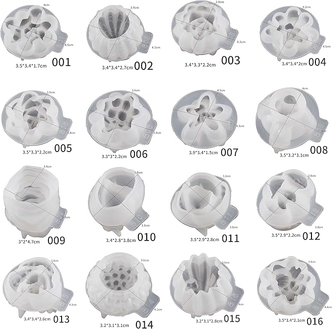 34 Pack Flower Succulent Candle Mold Resin Casting Silicone Molds for Home Decor & Candle Making Wave Spiral Mold