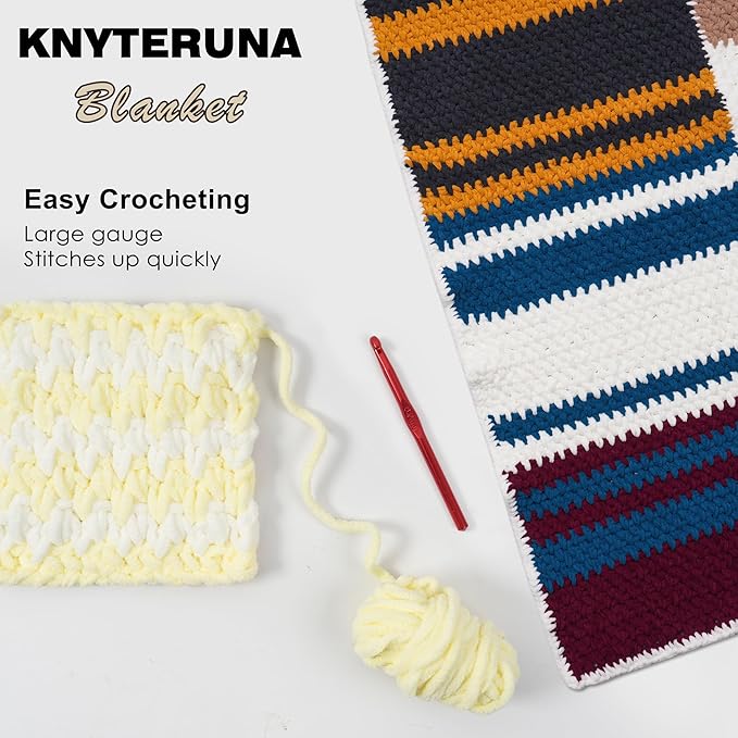 #6 Super Bulky Blanket Yarn for Crocheting - 4 Skeins(Each 10.5oz/300g, 220yds/201m), Chunky Chenille Thick Plush Big Soft Yarn for Crocheting Knitting Blankets, Light Yellow