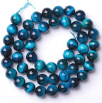 12MM 32pcs Natural Royal Blue Tiger Eye Stone Energy Healing Beads Round Loose Beads for Jewelry Making Bracelet 1 Strands 15"