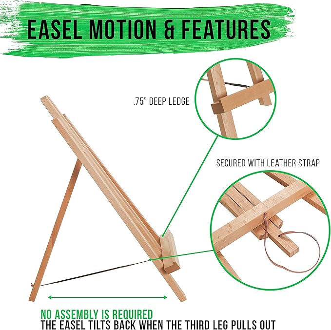 U.S. Art Supply 14" Medium Tabletop Display Easel - Beechwood Artist A-Frame Display Stand, Wooden Easel for Painting, Canvas Stand, (Pack of 6) Classrooms Events Photo Picture Sign Holder