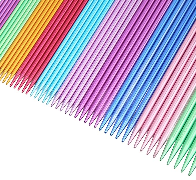 Knitting Needle Set, 55 Pcs 2.5mm-6.0mm Aluminum Double Pointed Ergonomic Design Knitting Needle Kit for Handmade DIY Knitting