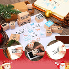 Woanger 15 Pcs Christmas Wooden Rubber Stamps and Craft Ink Pads Nativity Religious Christmas Craft Pads for Scrapbooking DIY Stamps Paper Wood Fabric Advent Holiday