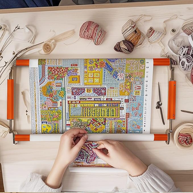 Couple Embroidery Art Embroidery Clip Frame Cross Stitch 4 Slot Presser Heavy Duty Embroidery Bandage Embroidery Frame Needlepoint Frame Embroidery Scroll Frame Embroidery Frames (Orange)