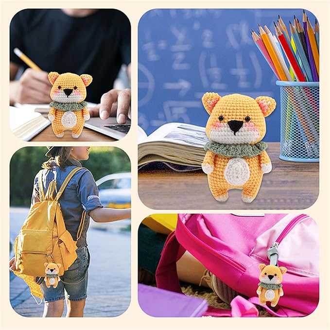 HKEUZEZO Crochet Kit for Beginners, Animal Dog Pattern Knitting Kit for Adults Kids with Step-by-Step Video Tutorials, Yarns Hook Accessories