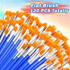 Small Paint Brushes Bulk 120 Pcs - Flat Tip for Acrylic Watercolor Canvas Face Painting, Kids Classroom Art Supplies & Touch Up Kits