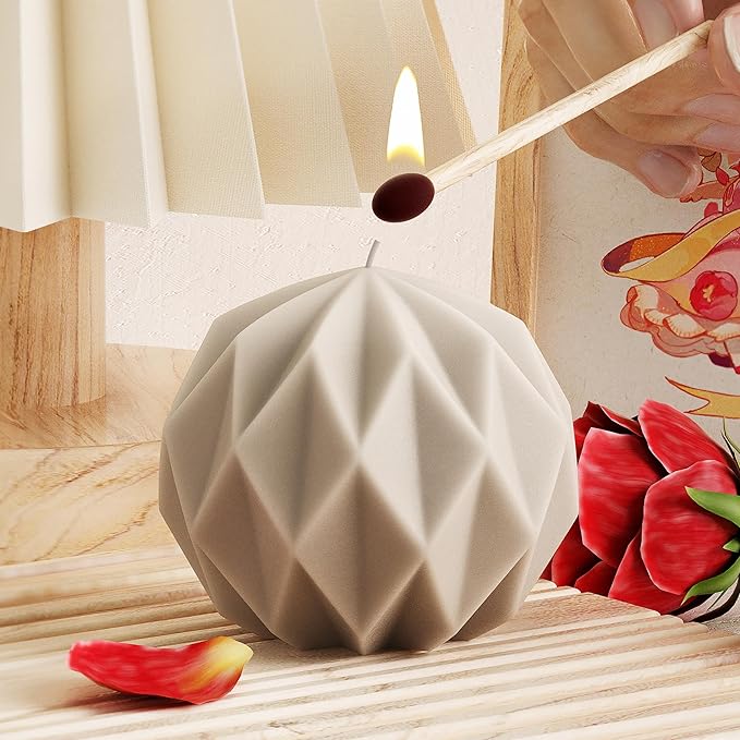 Diamond Ball Mold Ball Candle - Resin Casting Silicone Molds for Home Decor & Candle Making Wave Spiral Mold