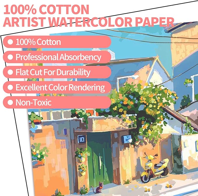 ZAYOUAU 400 Sheets Watercolor Paper Bulk, 5 x 7 inch 300 GSM Cotton White Cold Press Art Painting Paper for Kids, Beginning Academy Artist Loose Drawing Paper Watercolors Sketch Acrylic Painting