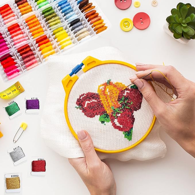 The Original 108-Color Embroidery Floss Kit – 99 Cotton & 9 Metallic Threads with DMC Color Coding – Perfect for Cross Stitch, Friendship Bracelets, String Crafts, and Embroidery Thread Organizer Box