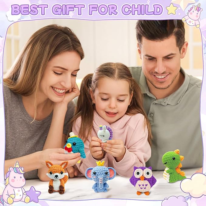 Mobelixy 6PCS Crochet Kit for Beginners, 2026 Christmas Knitting Kit with Step-by-Step Video Tutorials, Beginner Crochet Kit for Adults