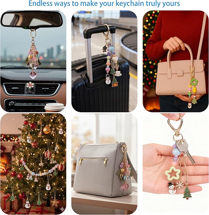 Christmas DIYJewelry Making Set 364 Pieces – Includes 156 Charms, 150 Jump Rings, 25 Extender Chains, 20 Keychains, 10 Crimp Tubes, 3-Inch Beading Wire, Support Ring & Jewelry Pliers(for parents)