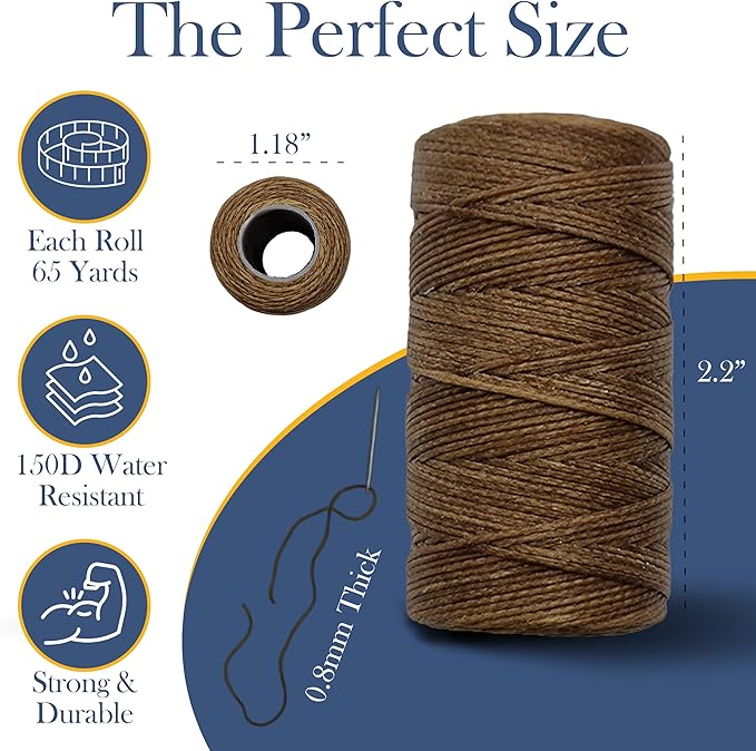 Waxed Thread 3X Wax Thread, 65 Yardx0.8mm Wax String, 150D Waxed Leather String in Cream, Tan and Brown, Perfect Dream Catcher Supplies