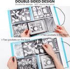 10 Pcs 0.3mm Magnet Sheets and 80 pockets/20 pages Storage Album for Stamp and Cutting Dies Storage Book Organizer Folder for Storage Die Cutting, DIY Scrapbooking Card Making Supplies (Blue)