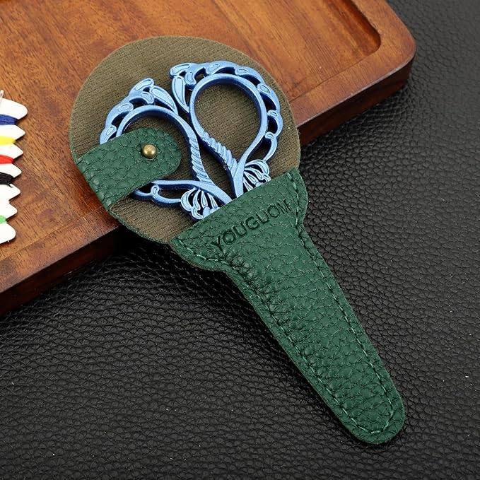 Precision Detail Scissors, Mini Sewing Embroidery Scissor with Cover for Crafts Artwork Needlepoint Cross Stitch Paper Cutting Thread Snips Blue