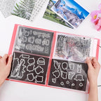 10 Pcs 0.3mm Magnet Sheets and 80 pockets/20 pages Storage Album for Stamp and Cutting Dies Storage Book Organizer Folder for Storage Die Cutting, DIY Scrapbooking Card Making Supplies (Red)