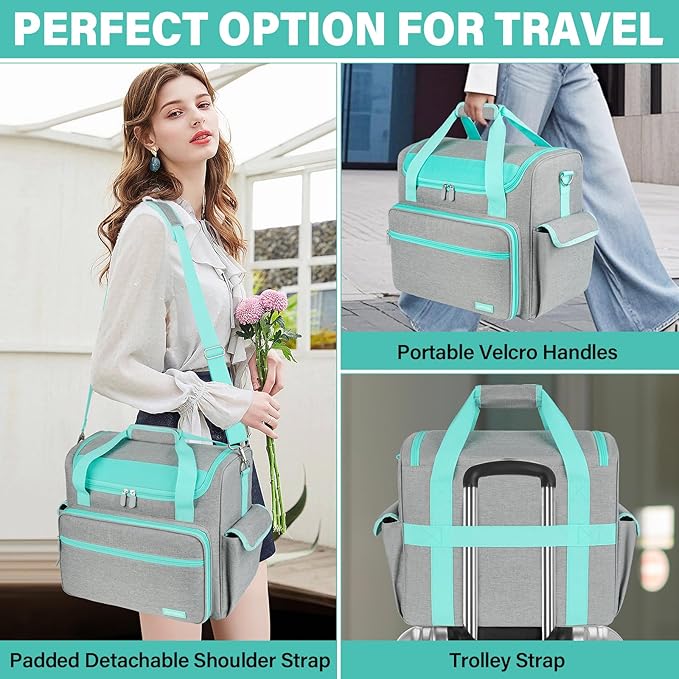 Craft Bag for Scrapbook Supplies, Large Scrapbook Tote with 15.6'' Laptop Sleeve, Art Supply Storage Bag with Multiple Pockets for Scrapbooking Tools, Gray