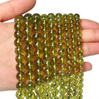 35pcs 10mm Natural Stone Beads Peridot Beads Crystal Gemstone for Jewelry Making, DIY Bracelet Necklace