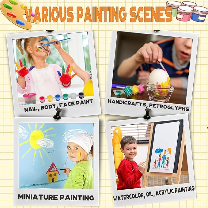 280 Pcs Mini Acrylic Paint Set for Kids, 12 Colors Washable Acrylic Paints Strip for Kids&Adults Craft Kit, with Mini Painting Container for Easter Eggs Art Craft Easter Gifts Party Birthday