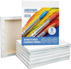 FIXSMITH Stretched Canvas for Painting- 8x10 Inch,Bulk Pack of 8,Primed,100% Cotton,5/8 Inch Profile of Super Value Pack for Acrylics,Oils & Other Painting Media