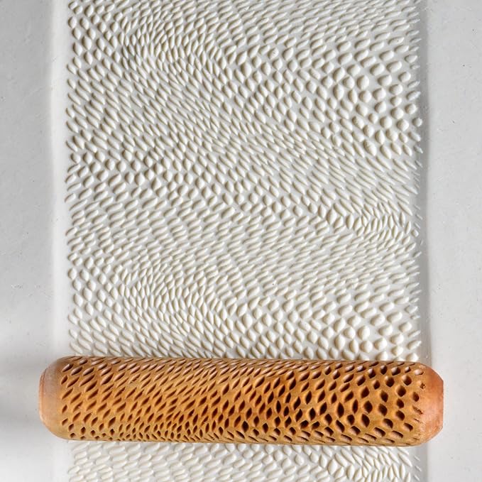 MKM Pottery Tools Wood Big Hand Rollers for Clay (BHR-84 River of Rice)