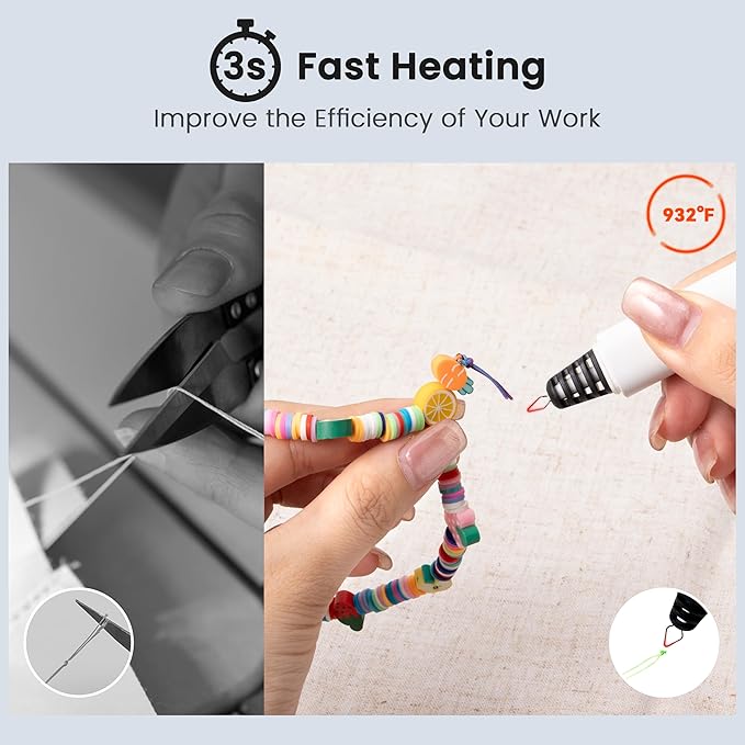 Rechargeable Thread Burner for Jewelry Making - Cordless Thread Zapper & Cautery Pen for Beading, Bracelet Making, Leather Craft, Sewing & Stringing Projects (Replacement Tip Not Included)