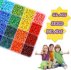 Glass Seed Beads for Bracelet Making Kit, 24 Colors 6/0 4mm Small Beads Multicolor Beading Beads with Container Box for Jewelry Making - Approx 6000pcs