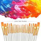 BOSOBO Paint Brushes Set, 4 Pack 40 Pcs Round Pointed Tip Paintbrushes Nylon Hair Artist Acrylic Paint Brushes for Acrylic Oil Watercolor, Face Nail Art, Miniature Detailing & Rock Painting, White