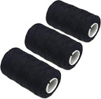 Ryalan UV Resistant High Strength Polyester Thread for Upholstery, Outdoor Market, Drapery, Beading, Purses, Leather, Hair Weave Bundles, Hair Extensions, Wig DIY Project 3 Rolls (3 Thread, Black)
