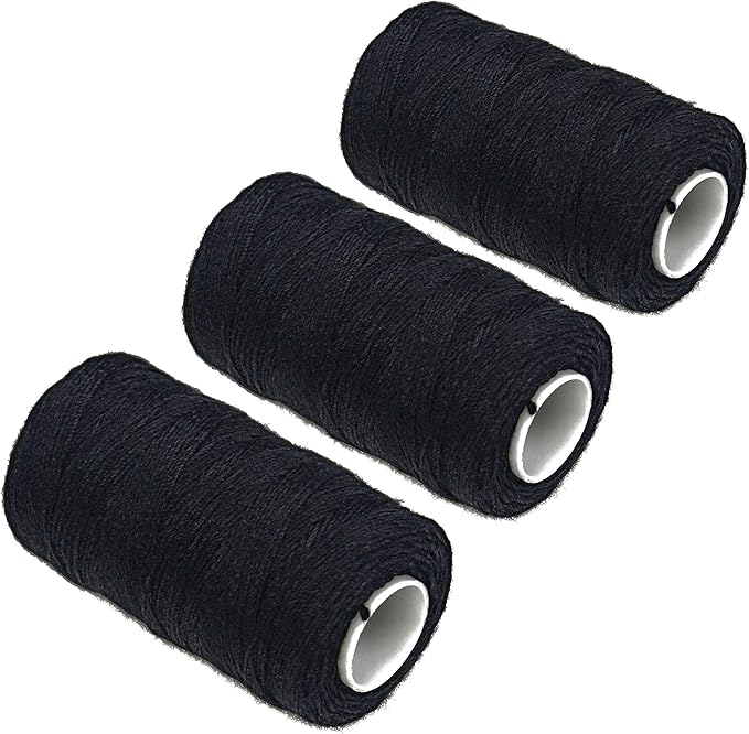 Ryalan UV Resistant High Strength Polyester Thread for Upholstery, Outdoor Market, Drapery, Beading, Purses, Leather, Hair Weave Bundles, Hair Extensions, Wig DIY Project 3 Rolls (3 Thread, Black)