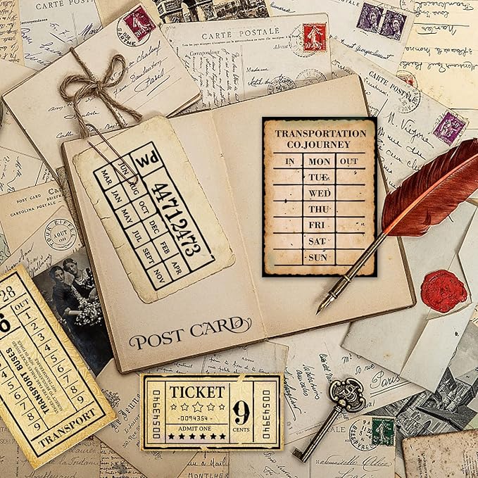 GLOBLELAND Vintage Travel Ticket Themed Clear Stamps Tickets Silicone Stamp Retro Tickets Post Card Silicone Transparent Seal Stamp for Card Making Scrapbooking 5.83x8.27inch