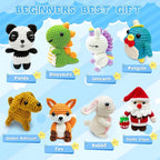 HUASHILUO 8Pcs Crochet Kit for Beginners, 2026 DIY Craft for Adults and Kids, Great Christmas Gift for Crochet Lovers, Crocheting Animal Kits with Step by Step Videos,Yarn,Crochet Hook