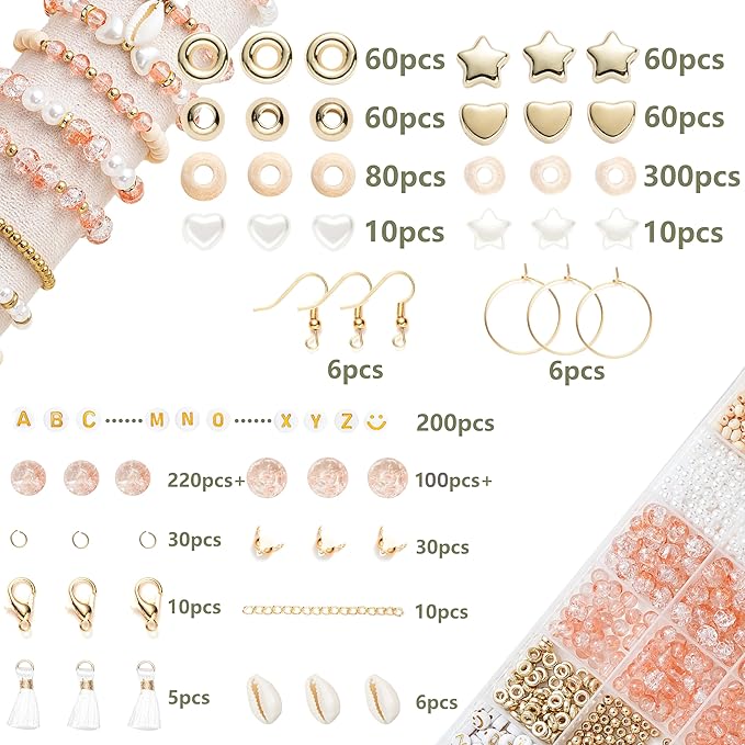 Xylise 6mm/8mm Crackle Glass Beads Bracelet Making Kit Crystal Glass Beads Jewelry Making Kit, Friendship Bracelet kit for DIY Crafts Gifts