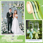 DECYOOL 4 Rolls 100 Yards Green Ribbons, 10mm Wide Satin Craft Ribbons for Gift Wrapping, Assorted Shades of Green Thin Ribbon for DIY Crafts, Wedding Decor, Baby Shower