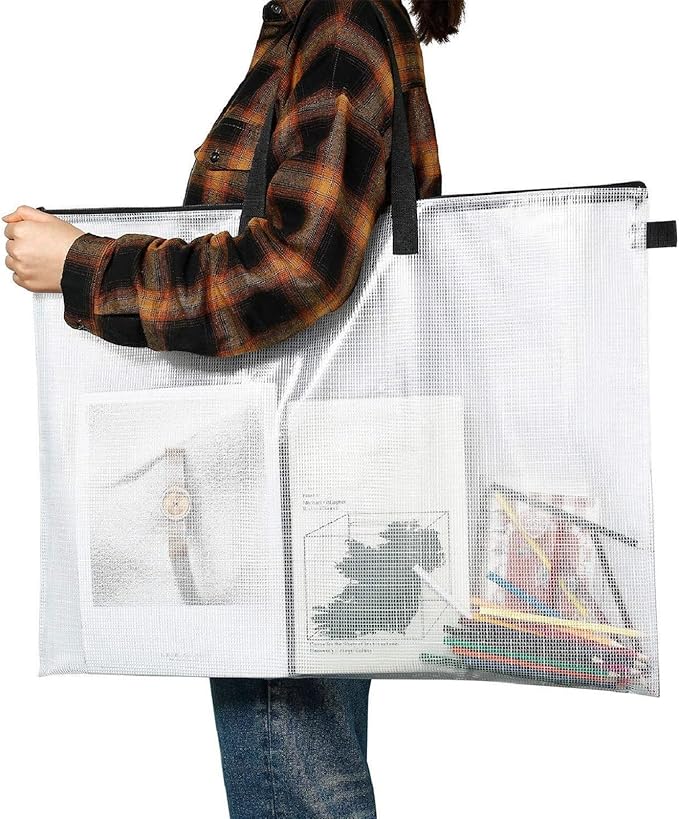 Outus Art Portfolio Case 19 x 25 Inches Posters Storage Bag Portfolio Folder with Handle and Zipper Transparent Folder Organizer for Painting Bulletin Boards End of The Year Gifts(3 Pieces)