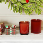 10 OZ Thick Candle Jars for Making Candles 15 Pcs, Empty Jars with Wood Lids for Candle Making, Sample Container, Frosted Red