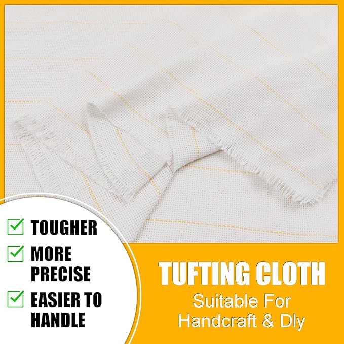 1*PC 40” x 40” Tufting Cloth for Tufting Gun, Primary Tufting Cloth with Marked Lines, Durable Monks Cloth for Punch Needle, Edges Sewn for DIY Crafts