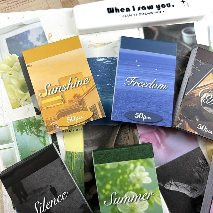 Washi Stickers, 6 Sets 300 Pcs Aesthetic Sticker Book for DIY Journaling, Journaling Supplies for Bullet Journal Art Diary Card Craft Gifts Planner Notebook