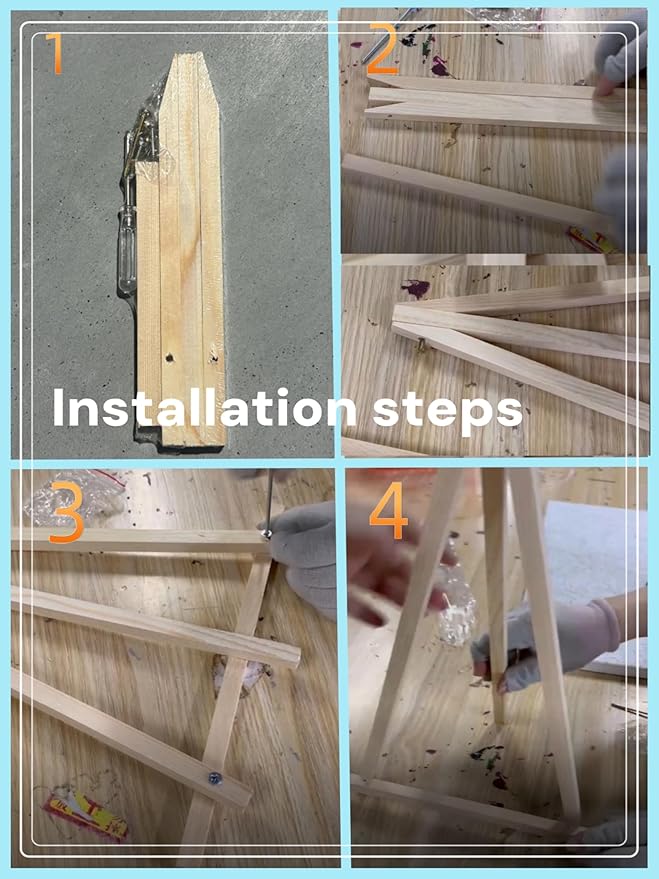 SARBUTER 5 Pcs Simple Wooden Easel Stand, Wood Tabletop Display Easels, Portable Outdoor Sketching Easel for Displaying Photos Decorative Paintings Art Crafts (Wood Easels*5)