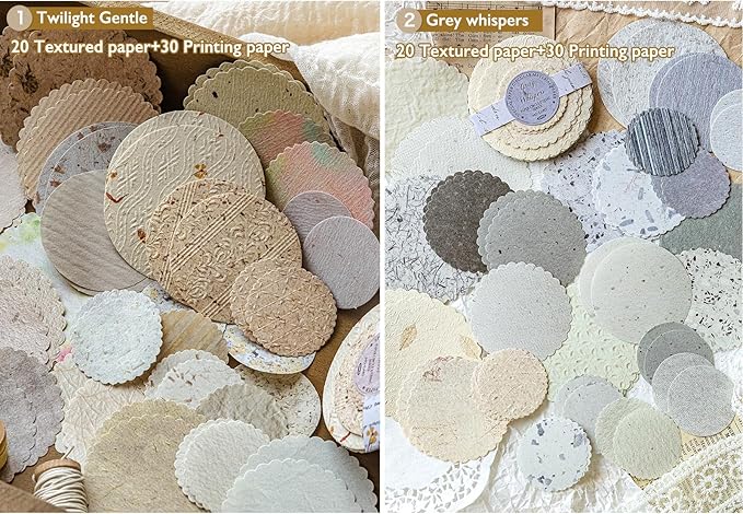 300Pcs Scrapbook Supplies Kit, Round Edge Colorful Textured Embossed Rice Decoupage Paper for Scrapbooking, Junk Journaling, Card Making, Mixed Media Collage, Vibrant DIY Decorative Materials Gift Set