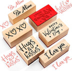 Watersay 6 Pcs Valentine Rubber Stamp Set Happy Valentine Day Wooden Rubber Stamp Vintage Art Print for Crafting Love Heart Pattern and DIY Scrapbooking Card Making Hand Book (Words)