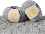 Merino Wool Yarn, 12-Ply Luxurious and Soft Yarn for Hand Knitting & Crocheting, 1.76 OZ/50g, 120 yds/110 Meters(Light Gray,2Balls)