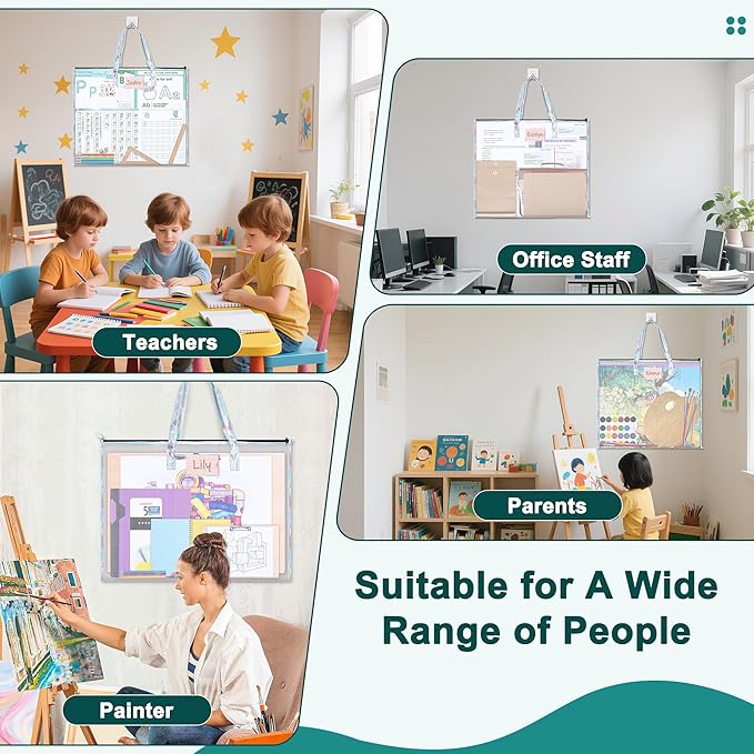 Art Portfolio Case 19x25 Portfolio Folder for Artwork Poster Storage Bag with Zipper & Handle & Clear Label Sleeve Waterproof File Folder Organizer for Bulletin Board/Cross Stitch/Travel/Office