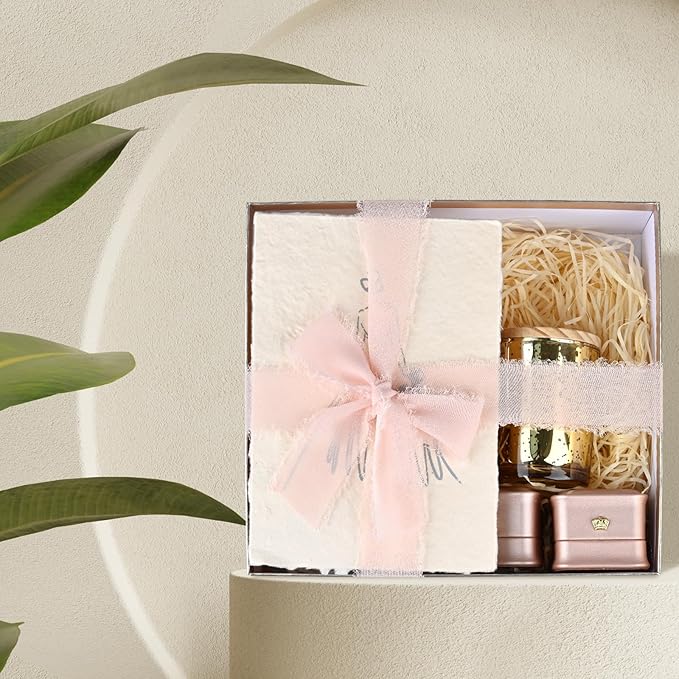 3 Rolls Dusty Rose Handmade Fringe Chiffon Ribbon 1.5 Inch x 7 Yard Silk-Like Colorful Rustic Ribbon for Bouquets Wrapping Decor Wedding Invitation Accessories