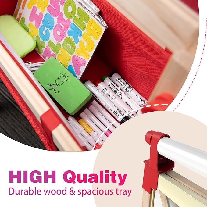 JOYOOSS LED Easel for Kids Ages 4-8 Easels for Toddlers Art Kids Easel Ages 8-12 Light Up Wooden Drawing Easels Magnetic White Board with Paper Roll for Kid LED Dry Erase Board