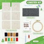6pcs Capybara Punch Needle Coasters Kit for Beginners, Easy Art Work Embroidery Kit Latch Hook Kits for Adults, DIY Rug tufting kit with Adhesive Felt Yarns Hoop Instruction