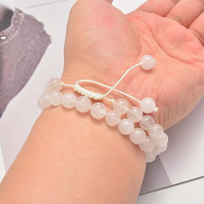 NCB 200pcs 8mm White Jade Loose Beads for Jewelry Making, Natural Semi Precious Beads Round Smooth Gemstones Spacer Beads Charms for Necklaces Bracelets (White Jade, 8mm 200Beads)