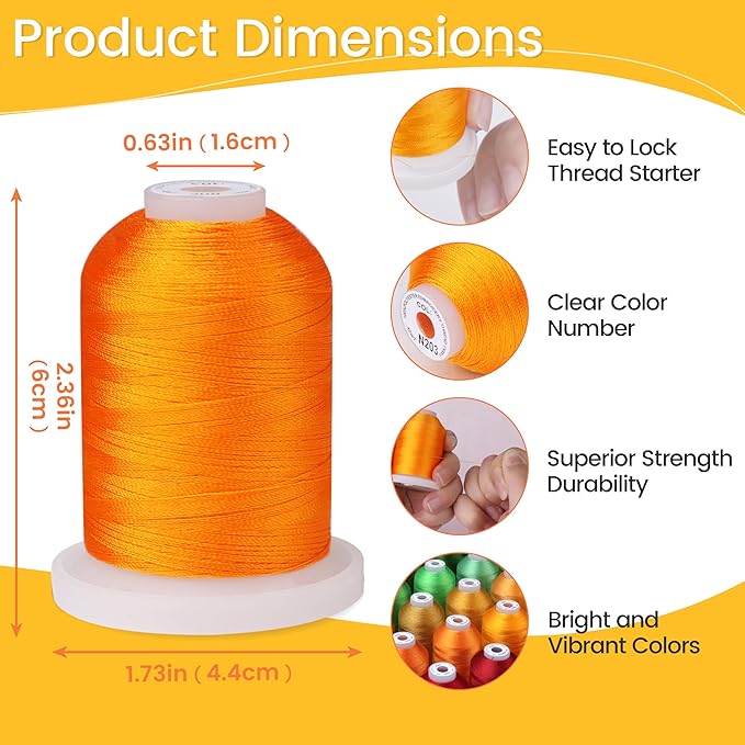 New brothread Embroidery Machine Thread Mega Kit 150 Colors Compatible with Brother & Janome Polyester Embroidery Thread 40WT 1000M/1100YD Each Spool for Home-Used & Commercial Embroidery Machines