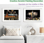 Scratch Art Painting Kit for Adults-8 Sheets A4 Rainbow Scratch Painting Paper Craft Set with City Landmarks|Stress Relief Gift for Travel&Craft Lovers|Scratch Art Home Decor(Asian Series)