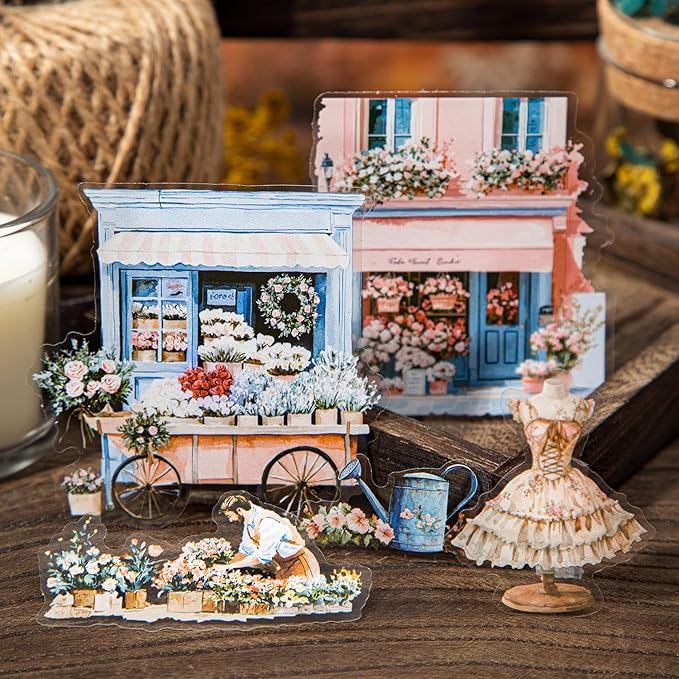 TIAMECH Girl Dreamer Professional PET Stickers - 90 Pcs Countryside Weaving Dream Design, Waterproof Sticker for Journaling & Scrapbooking, Junk Journal Supplies, Ephemera & DIY Crafts