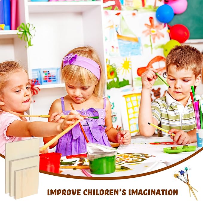 Wood Canvas Boards Unfinished Wooden Panel Boards Paint Pouring Panels for Painting Drawing Home Decor(12 Pieces,3 Sizes)