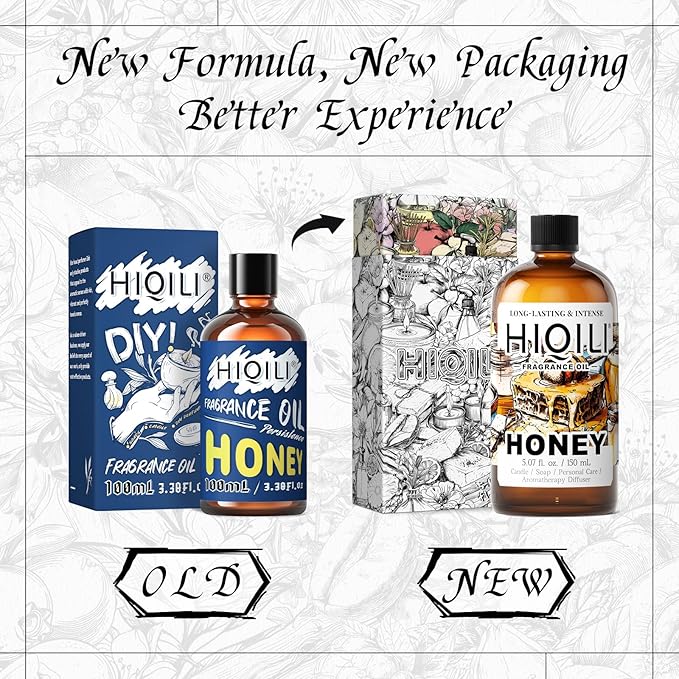 HIQILI Honey Fragrance Oil for Making Candle, Soap, Perfume, Warm Scents for Essential Oil Diffusers, Great for Home, Laundry - 5.07 Fl Oz